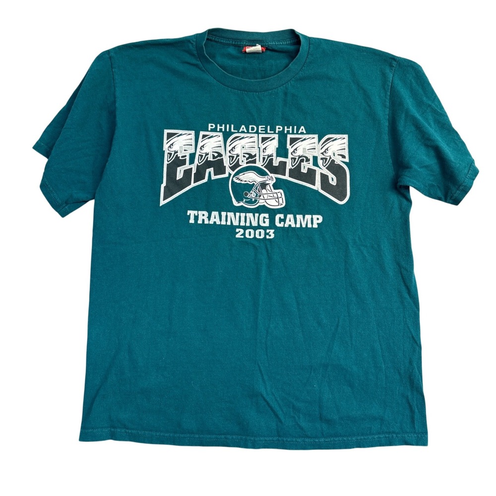 Vintage Philadelphia Eagles T Shirt Mens Large Training Camp 2003 Midnight Green